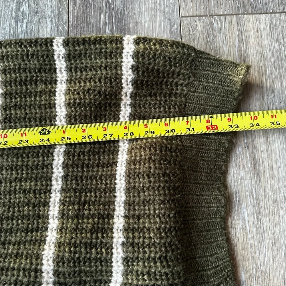 Grampa Core Oversized Slouchy Olive White Striped Sweater sz S‎
